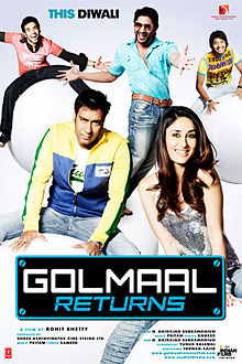 Golmaal Returns, Ajay Devgan, Kareena Kapoor, Arshad Warsi, Amrita Arora, Shreyas Talpade, Celina Jaitley, Tusshar Kapoor, Anjana Sukhani, 2008